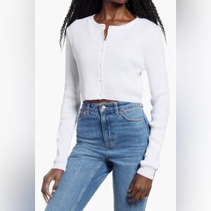 Topshop Rib Knit Crop Cardigan